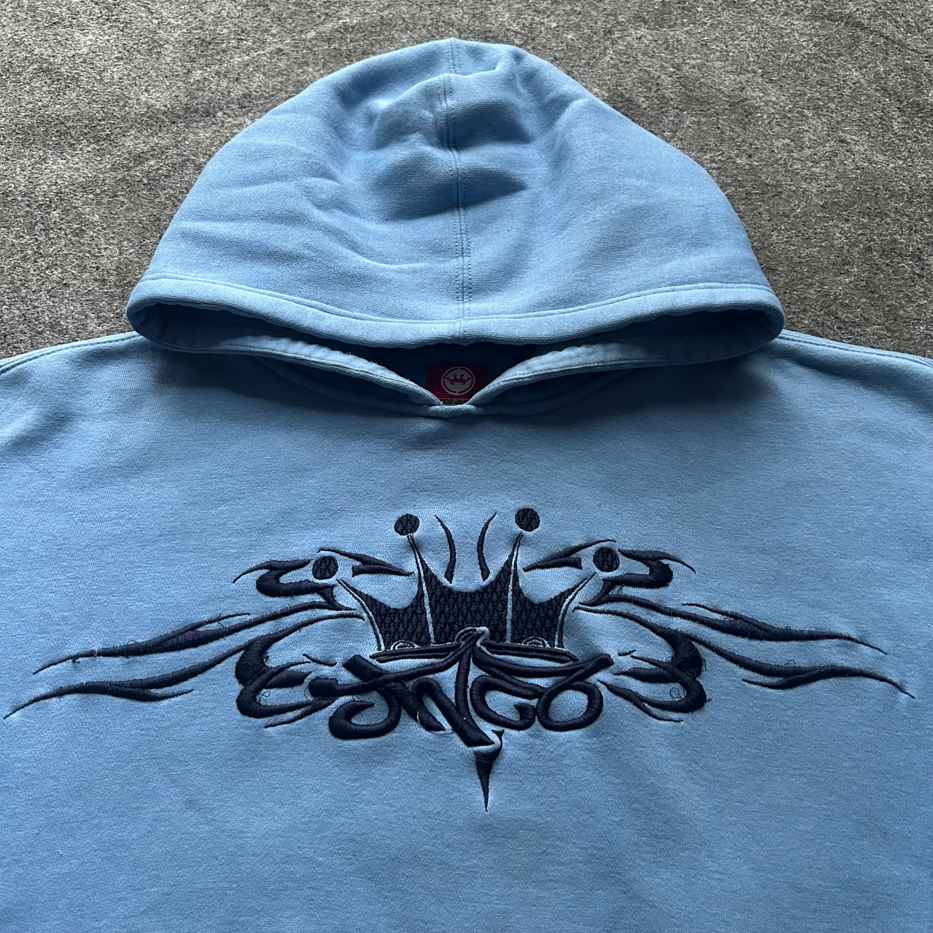 Vintage JNCO Tribal Embroidered Baby Blue Hoodie
