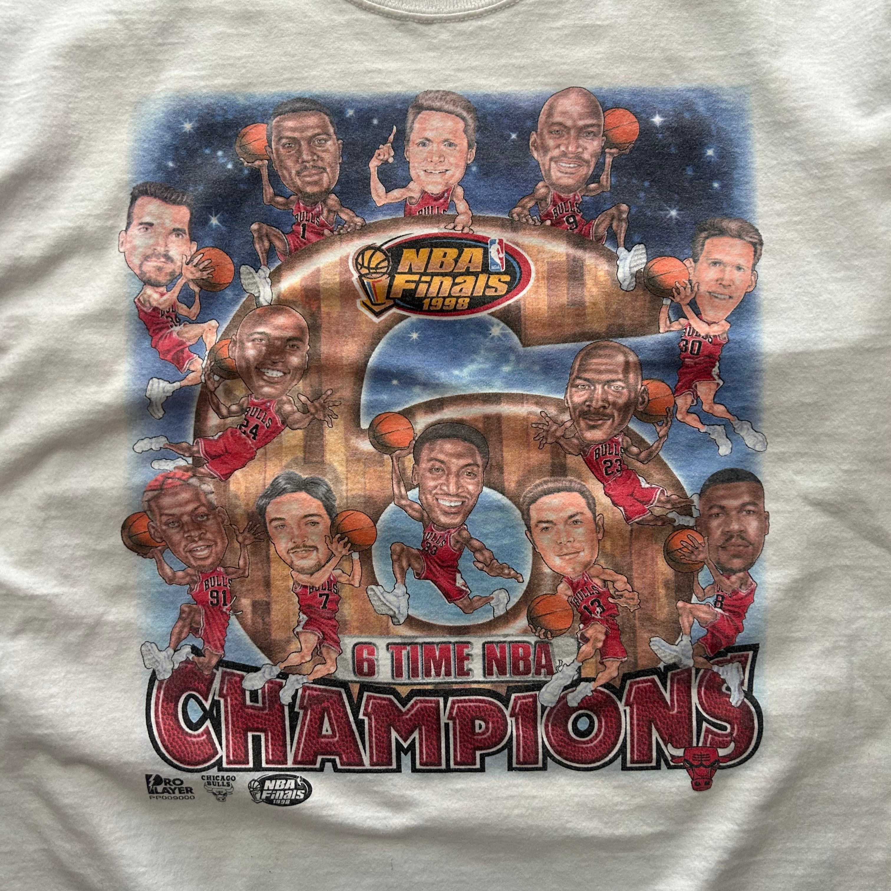 Vintage Chicago Bulls 6 Time NBA Champions Caricature T-shirt
