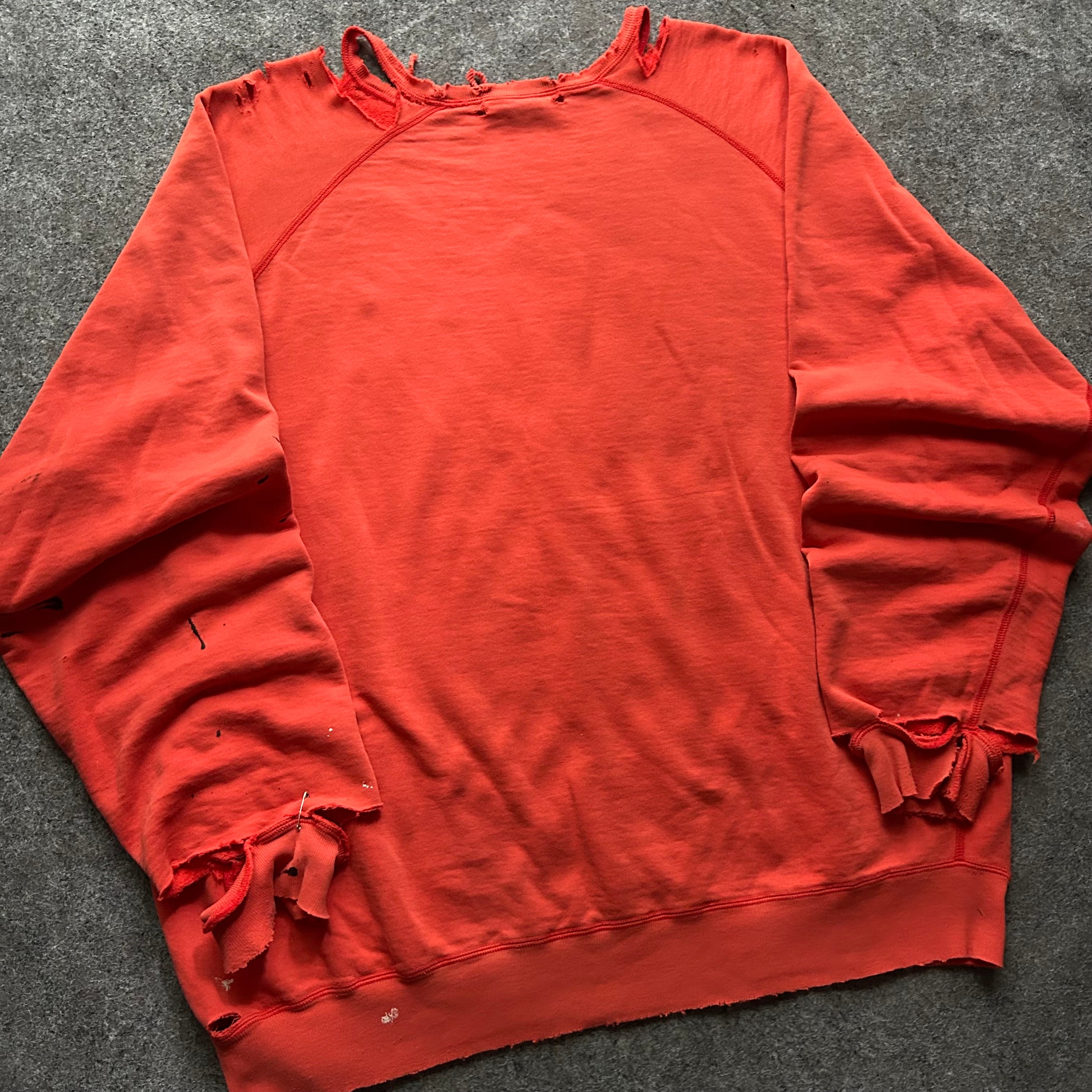 Vintage Thrashed Polo Ralph Lauren Orange Crewneck