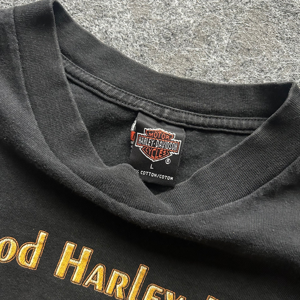 Vintage Harley Davidson Hollywood Yellow Emblem T-shirt